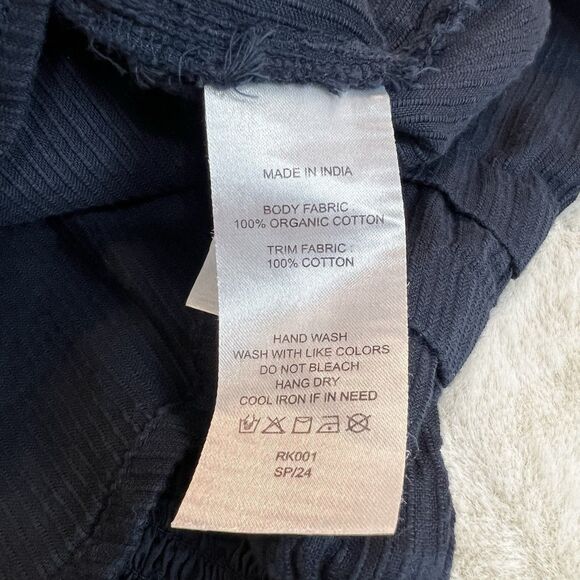 Quince Organic Cotton Textured Peasant Blouse Shirt Navy Blue Women’s S - Picture 11 of 13